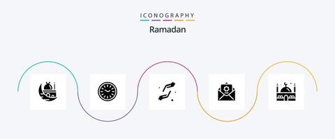 Ramadan glifo 5 icona imballare Compreso shahada. mani . cena . fede . vettore