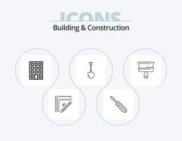 edificio e costruzione linea icona imballare 5 icona design. fabbrica. macchina. riparazione. saldatura. lama vettore