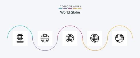globo linea 5 icona imballare Compreso . globo. globale. terra. Internet vettore