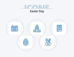 Pasqua blu icona imballare 5 icona design. Pasqua. Bibbia. uovo. attraversare. Casa vettore