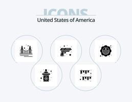 Stati Uniti d'America glifo icona imballare 5 icona design. arma. sicurezza. festa. pistola. punto di riferimento vettore