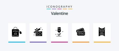 San Valentino glifo 5 icona imballare Compreso amore. amore. regalo. giorno. san valentino. creativo icone design vettore