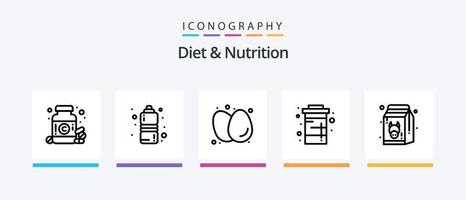 dieta e nutrizione linea 5 icona imballare Compreso ciliegie. verdura. dieta. Salute. Mela. creativo icone design vettore