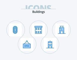 edifici blu icona imballare 5 icona design. appartamento. società. edifici. attività commerciale. edificio vettore