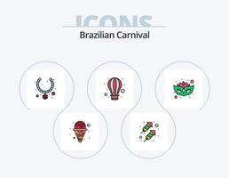 brasiliano carnevale linea pieno icona imballare 5 icona design. paracadute. aria. rosa. costume. avatar vettore