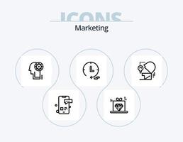 marketing linea icona imballare 5 icona design. . Ingranaggio. marketing. ruota dentata. marketing vettore