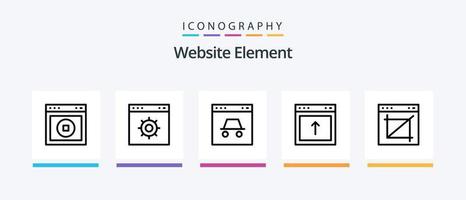 sito web elemento linea 5 icona imballare Compreso attività commerciale. Giusto. blog disposizione. browser. sito web disposizione. creativo icone design vettore