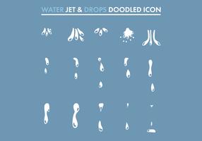 Water Jet & Drops Doodled Icons vettore