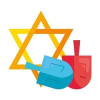 simbolo sacro ebraico stella d'oro hanukkah vettore