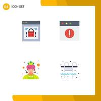 mobile interfaccia piatto icona impostato di 4 pittogrammi di informazione sicurezza avatar ragnatela serratura App costume modificabile vettore design elementi