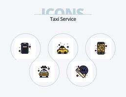 Taxi servizio linea pieno icona imballare 5 icona design. . macchina. volta. credito. Taxi vettore