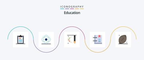 formazione scolastica piatto 5 icona imballare Compreso preferito. libro. orbita. acquerello. pittura vettore