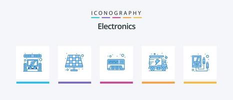 elettronica blu 5 icona imballare Compreso . metro. elettronico. elettronica. camion. creativo icone design vettore