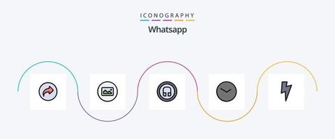 WhatsApp linea pieno piatto 5 icona imballare Compreso di base. orologio. auricolare. volta. di base vettore