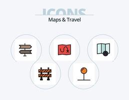 mappe e viaggio linea pieno icona imballare 5 icona design. . carta geografica. . Posizione vettore
