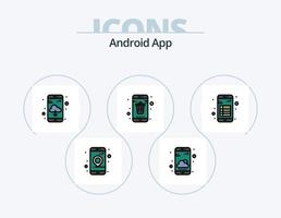 androide App linea pieno icona imballare 5 icona design. utente. interfaccia. Data. app. Telefono vettore