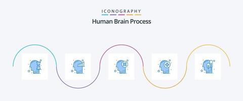 umano cervello processi blu 5 icona imballare Compreso pensiero. umano. cervello. sano. marchio vettore
