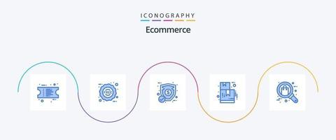 e-commerce blu 5 icona imballare Compreso negozio. regalo. e-commerce. navigare. e-commerce vettore