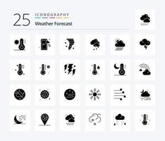 tempo metereologico 25 solido glifo icona imballare Compreso tempo atmosferico. nube. soffiando. tempo atmosferico. nube vettore