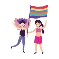 comunità lgbt di parata dell'orgoglio, incontro di celebrazione di persone con arcobaleno vettore