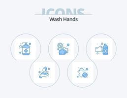 lavare mani blu icona imballare 5 icona design. shake mano. no. bottiglia. mano. lavare vettore