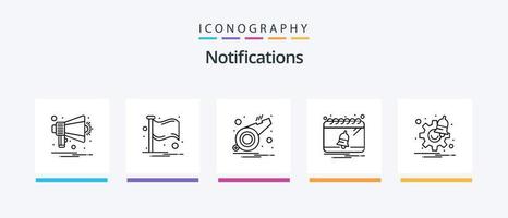 notifiche linea 5 icona imballare Compreso avvertimento. bloccare. bolla. notificare. file. creativo icone design vettore