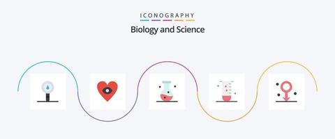 biologia piatto 5 icona imballare Compreso scienza. laboratorio. biologia. cristalleria. scienza vettore