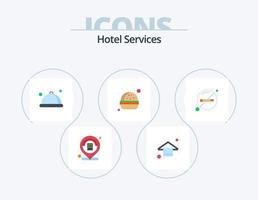 Hotel Servizi piatto icona imballare 5 icona design. fumare. assistenza sanitaria. premio. merenda. veloce cibo vettore