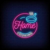 cucina casalinga insegne al neon stile testo vettoriale