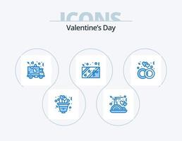 san valentino giorno blu icona imballare 5 icona design. squillo. Fidanzamento. consegna. regalo. scatola vettore