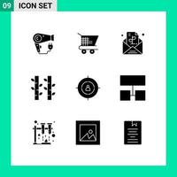 9 creativo icone moderno segni e simboli di marketing pubblico Nota pianta Cina modificabile vettore design elementi