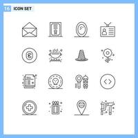 16 creativo icone moderno segni e simboli di sistema comunicazione specchio Bluetooth retrò televisione modificabile vettore design elementi