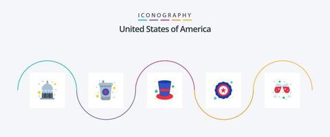 Stati Uniti d'America piatto 5 icona imballare Compreso . vino. cap. birra. stella vettore