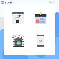 mobile interfaccia piatto icona impostato di 4 pittogrammi di attività commerciale inteligente casa distintivo id senza soldi modificabile vettore design elementi