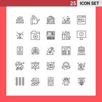 universale icona simboli gruppo di 25 moderno Linee di sviluppare del browser Casa App caldo modificabile vettore design elementi