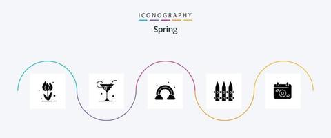 primavera glifo 5 icona imballare Compreso calendario. giardinaggio. primavera. giardino. onda vettore