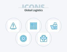 globale la logistica blu icona imballare 5 icona design. scatola. logistico. mettere in guardia. consegna. arrivato vettore