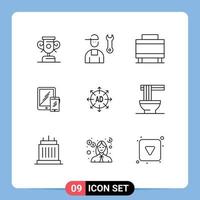 impostato di 9 moderno ui icone simboli segni per presentazione Telefono bagaglio tavoletta attività commerciale modificabile vettore design elementi