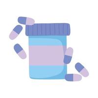 Bottiglia di medicina con icona di design isolato prescrizione capsule vettore
