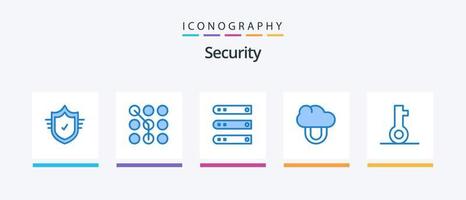 sicurezza blu 5 icona imballare Compreso chiave. privato. sicurezza. informatica. Rete. creativo icone design vettore