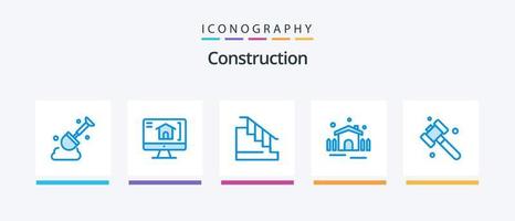 costruzione blu 5 icona imballare Compreso . martello. casa. costruzione. terrazza. creativo icone design vettore