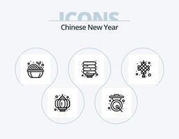 Cinese nuovo anno linea icona imballare 5 icona design. tè. anno. Capodanno. nuovo. Cina vettore