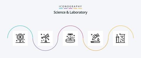 scienza linea 5 icona imballare Compreso chimica. pipetta. telescopio. contagocce. scienza vettore