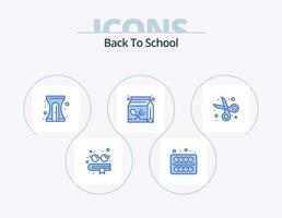 indietro per scuola blu icona imballare 5 icona design. tagliare. il pranzo. formazione scolastica. apprendimento. bevanda vettore