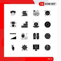 azione vettore icona imballare di 16 linea segni e simboli per medaglia spazio leggere Saturno allegare modificabile vettore design elementi