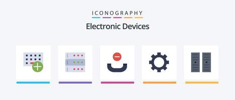 dispositivi piatto 5 icona imballare Compreso server. dati centro. chiamata. tecnologia. gadget. creativo icone design vettore
