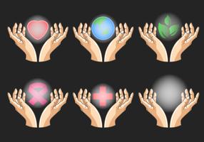 Set di icone di mani di guarigione vettore