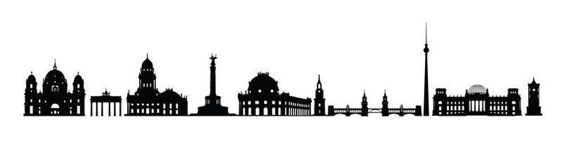 skyline della città di berlino. varius punti di riferimento silhouette di berlino, germania. set di icone di luoghi famosi di viaggio Germania vettore