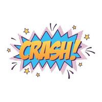 crash lettering pop art elemento adesivo icona design isolato vettore