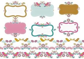 Floral Tags & Borders Vector Pack Two